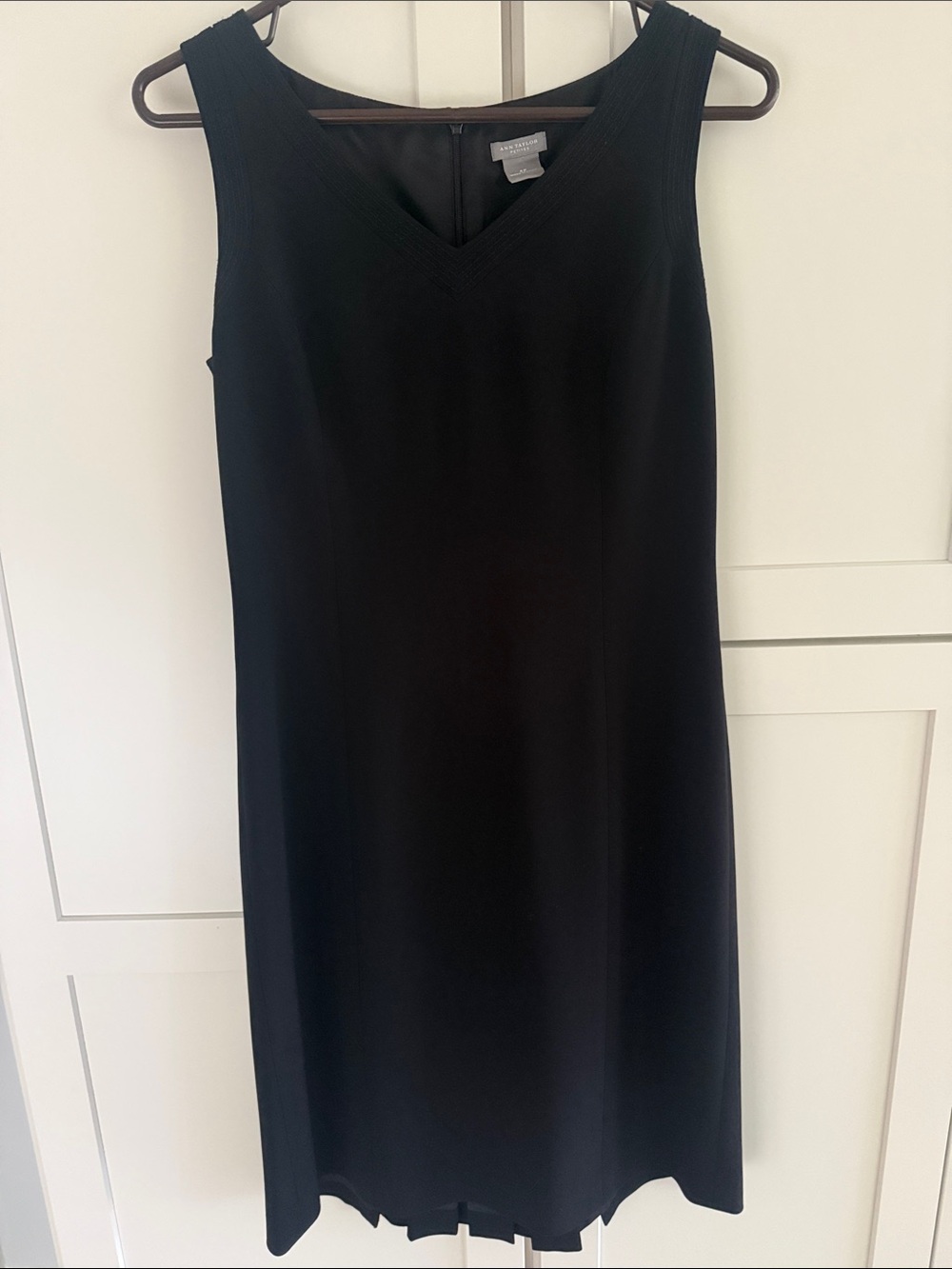 Classic Ann Taylor Little Black Dress - Women's V-Neck Sleeveless Dress
